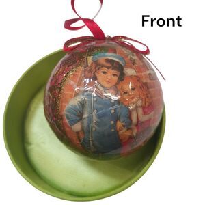 Vintage Christmas Tree Ornament Paper Mache Victorian Children Cottage Core Gma